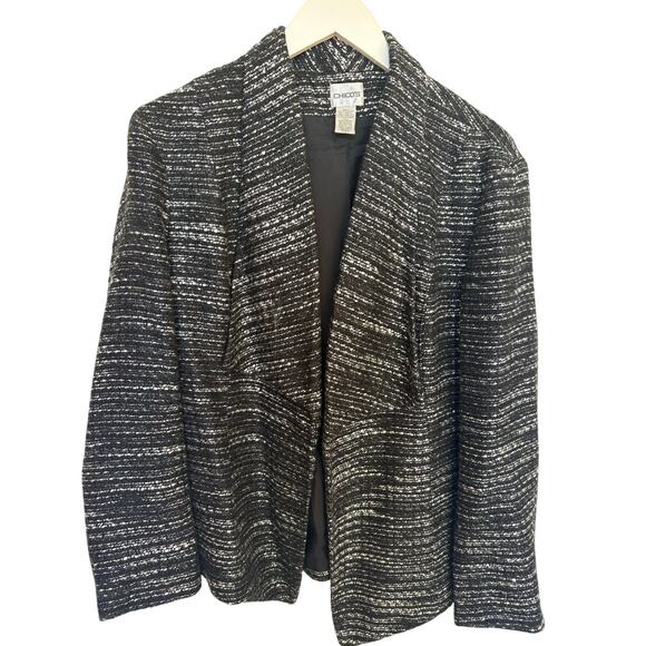 Chico’s Black Tweed Blazer Size 3 - Picture 1 of 5